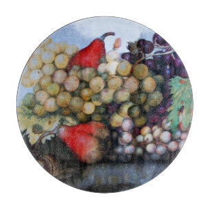 PLANCHE À DÉCOUPER FRUITS DE SAISON / RAISONS BLANCHES ROUGES ET PEUR