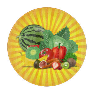 Planche À Découper Fruits Légumes et Soleil Magnifiques