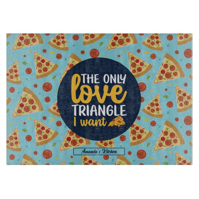 Planche À Découper Funny Love Triangle Retro Italien Pizza Motif (Devant)