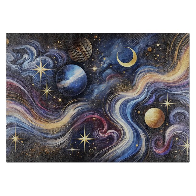 Planche à découper Galaxie Céleste Étoiles Cuisine (Devant)