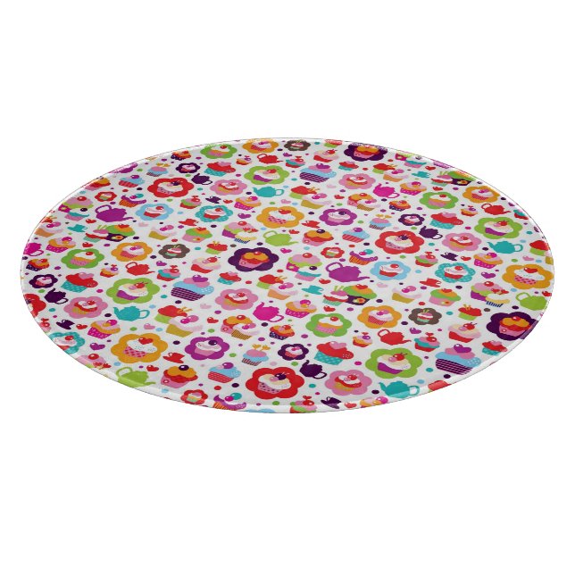 Planche À Découper Gâteau de tasse et pot mignons de thé (Coin)