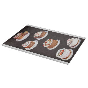 Planche À Découper Gel de gâteau vintage décoré rouge noir