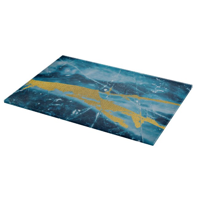 Planche À Découper Géode Agate Gemstone Blue et Gold (Coin)