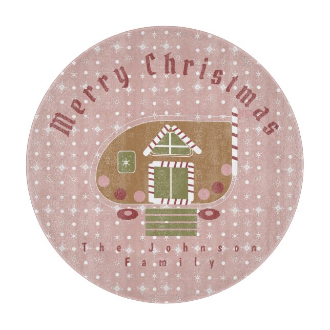 Planche À Découper Gingerbread House Camper Nom de famille (Devant)