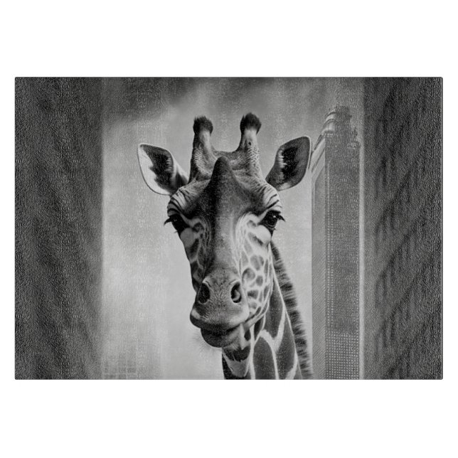 Planche À Découper Giraffe dans une cityscape (Devant)
