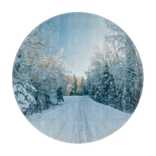 Planche À Découper Glace et neige   Route d'hiver gelée Russie, Sibér