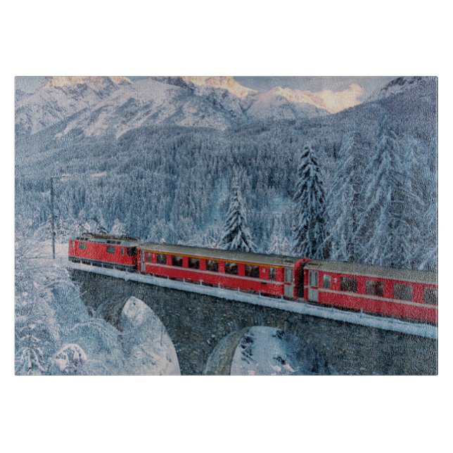 Planche À Découper Glace et neige | Train Express Red Bernina Suisse (Devant)
