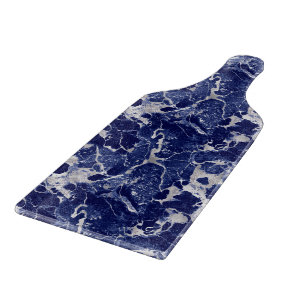 Planche À Découper Glass Cutting Board - Blue & Silver Marble Pattern