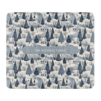 Planche À Découper Glass Cutting Board - Christmas Trees Pattern.