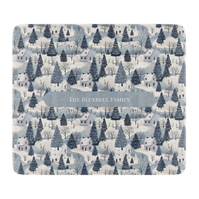 Planche À Découper Glass Cutting Board - Christmas Trees Pattern. (Devant)