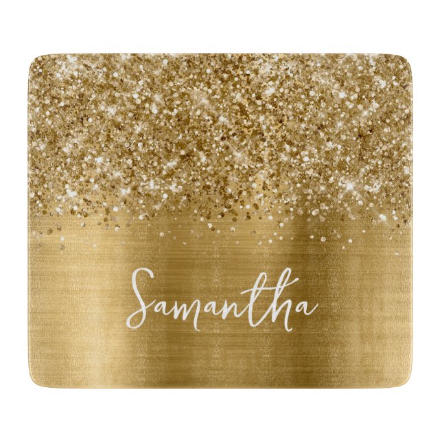 Planche À Découper Glittery Gold Glam Name (Devant)