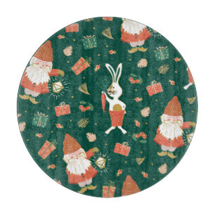 Planche À Découper Gnomes de Noël, Motif de vacances de lapin.