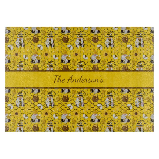 Planche À Découper Gnomes Personnalisé Fleurs de soleil jaunes Abeill (Devant)
