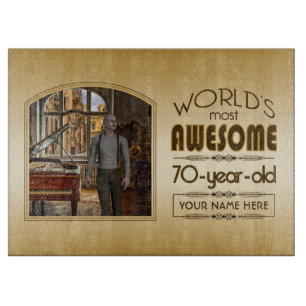Planche À Découper Gold 70th Birthday World's Best Custom Photo Frame