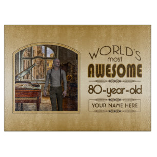 Planche À Découper Gold 80th Birthday World's Best Custom Photo Frame
