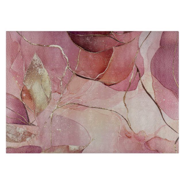 Planche À Découper Gold Feuilles Bourgogne Blush Pink (Devant)