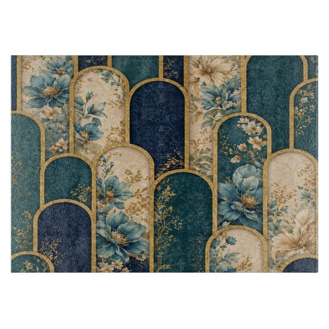 Planche À Découper Gold Floral Pattern Cutting Board – Elegant Kitche (Devant)