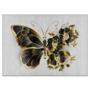 Planche À Découper Gold flower Butterfly with Black Orchid