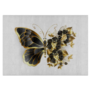 Planche À Découper Gold flower Butterfly with Black Orchid