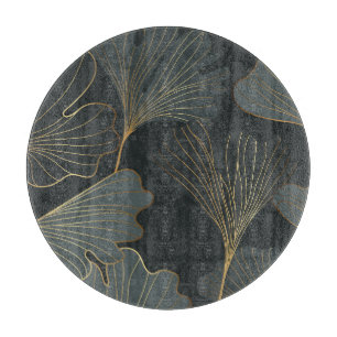 Planche À Découper Golden Ginkgo : Luxueux Déco Floral.