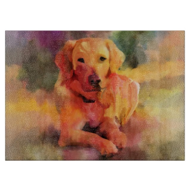 Planche À Découper Golden Retriever Chien Aquarelle Art (Devant)