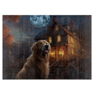 Planche À Découper Golden Retriever Halloween Effrayant