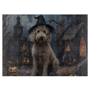 Planche À Découper Goldendoodle Citrouille Halloween effrayant