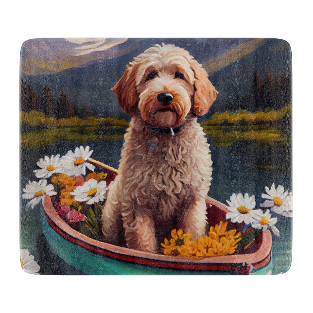 Planche À Découper Goldendoodle on a Paddle : Une aventure Pittoresqu (Devant)