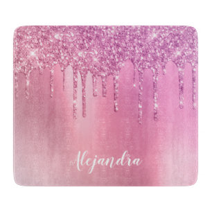 Planche À Découper Gorgeous pink rose gold & purple glitter drips