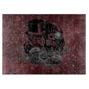 Planche À Découper Gothique Kissing Skulls Couple Et Sang Rouge Éter