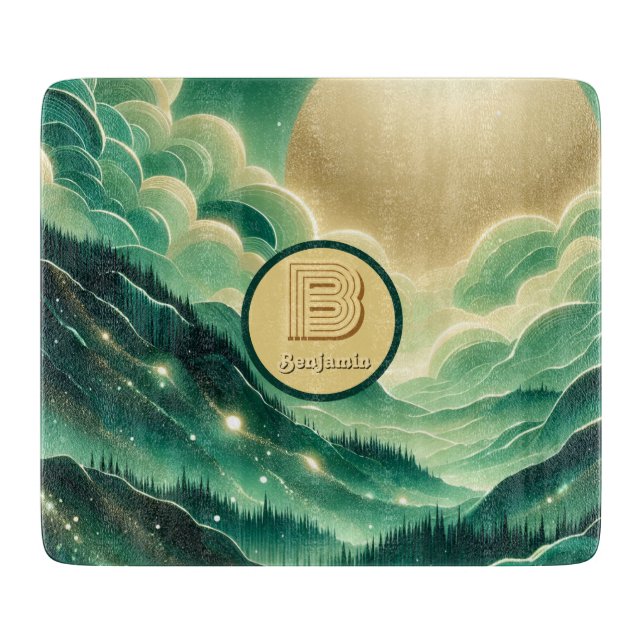 Planche À Découper Gradient Emerald Kelly Parties scintillant verte M (Devant)