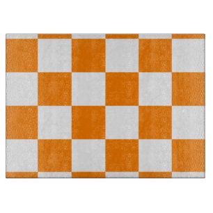Planche À Découper Grand Checkered - blanc et orange