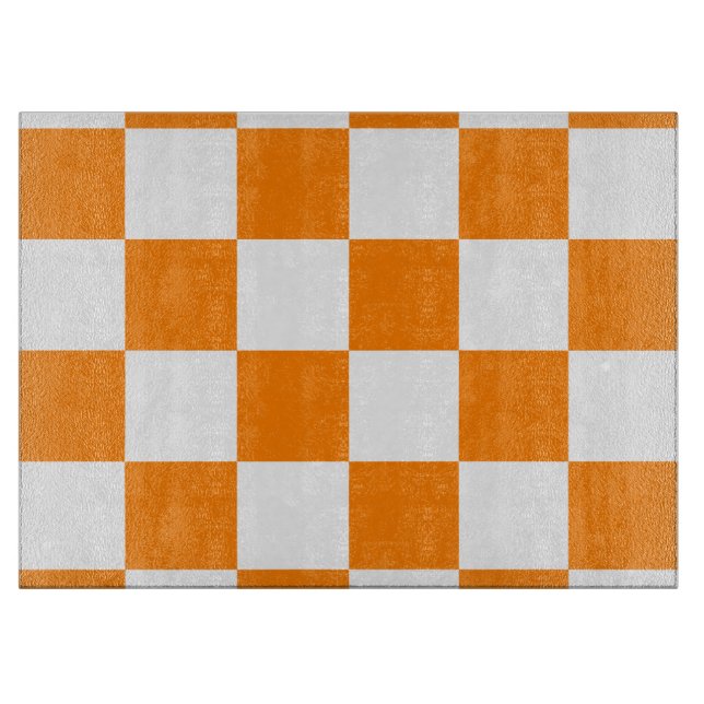 Planche À Découper Grand Checkered - blanc et orange (Devant)
