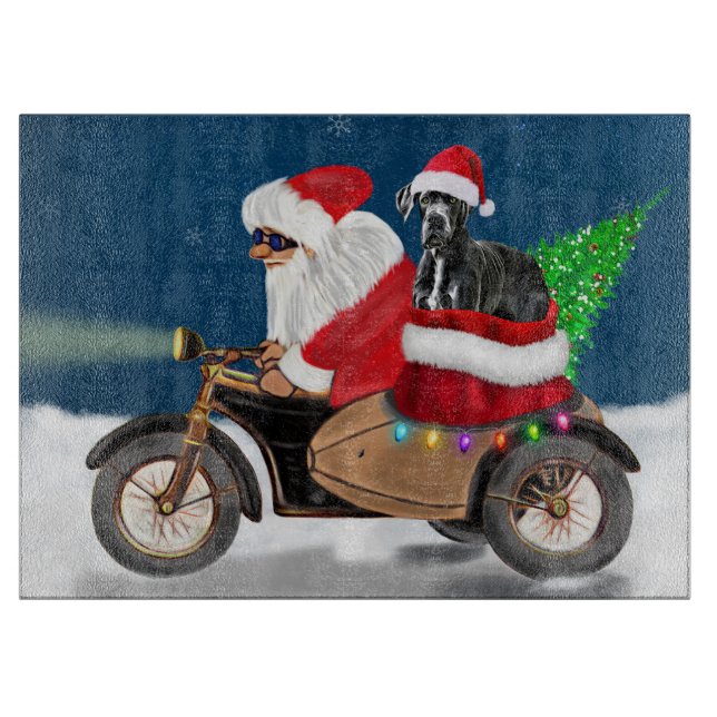 Planche À Découper Grand chien Dane Noël Père Noël (Devant)