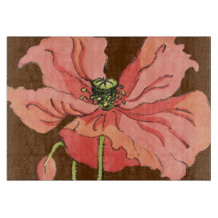 Planche À Découper Grande Fleur rose avec Arrière - plan rouge profon
