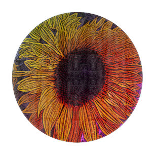 Planche À Découper grande tournesol jaune coloré contemporain