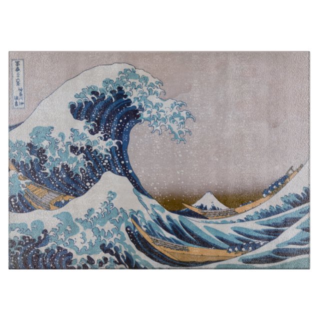 Planche À Découper Grande vague du tsunami Kanagawa Japon par Hokusai (Devant)