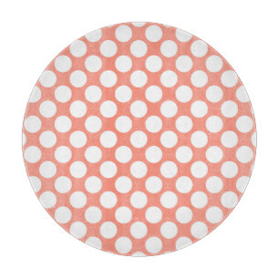 Planche À Découper Grands points rétro - corail rose et blanc