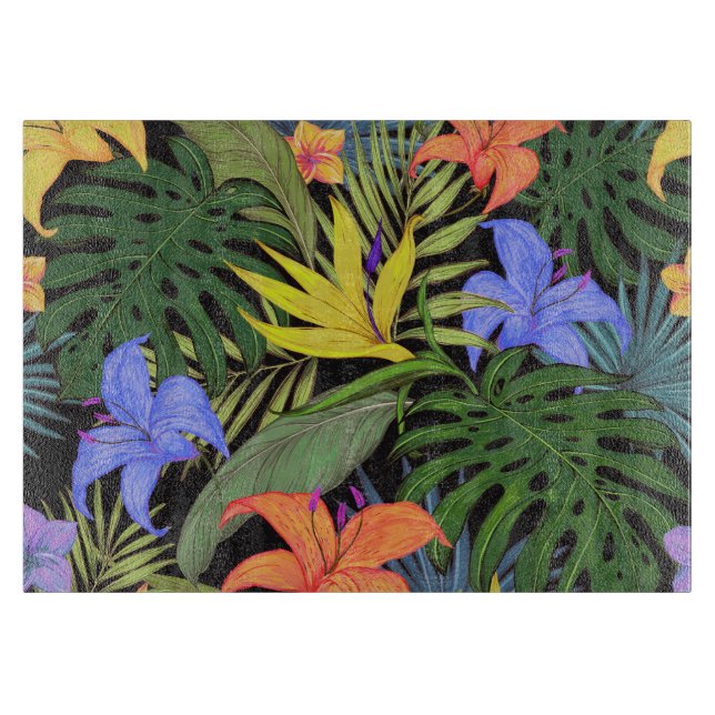 Planche À Découper Graphique de fleur d'Aloha de Hawaii tropical (Devant)