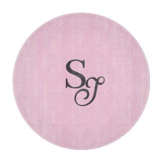 Planche À Découper Gray script initial monogram pink