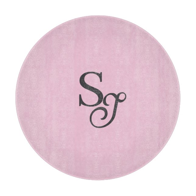 Planche À Découper Gray script initial monogram pink (Devant)