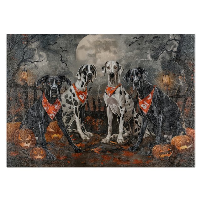 Planche À Découper Great Dane Halloween Éffrayant (Devant)