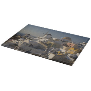 Planche À Découper Grèce et île grecque de Santorin ville d'Oia