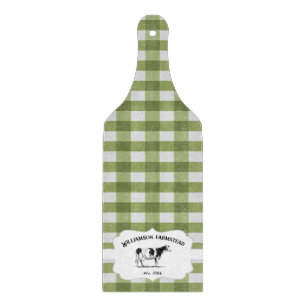 Planche À Découper Green Buffalo Plaid Farm Cow Cutting Board