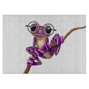 Planche À Découper Grenouille d'arbre pourpre mignonne avec des