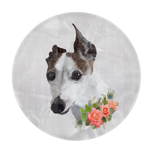 Planche À Découper Greyhound et Fleurs italiennes (Devant)