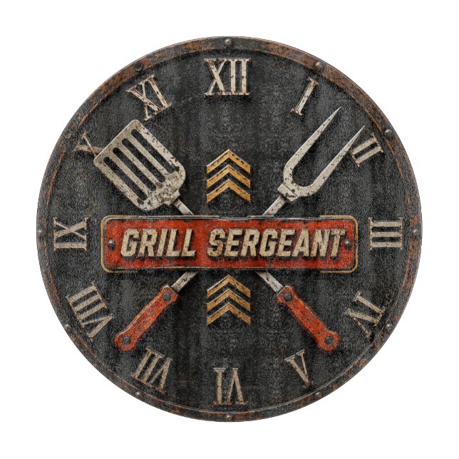 Planche À Découper Grill Sergeant Funny BBQ Grill Master Man Cave  (Devant)