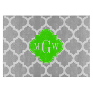 Planche À Découper Gris Blanc Marocain #5 Lime Gris 3 Monogramme init