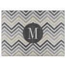 Gris & Linge Beige Chevron Motif avec Monogramme