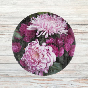 Planche À Découper Gros Chrysanthèmes roses Floral